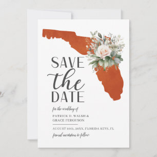 Orange Sunset Floral Florida Hochzeit in Urlaubsor Save The Date