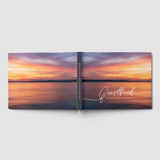 Orange Sunset Foto Beautiful Custom Lake House Gästebuch (Voll)