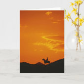 Orange Sunset mit Cowboy-Silhouette Karte (Gelbe Blume)