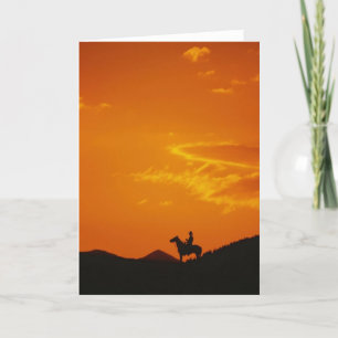 Orange Sunset mit Cowboy-Silhouette Karte