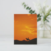 Orange Sunset mit Cowboy-Silhouette Postkarte (Stehend Vorderseite)