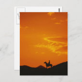 Orange Sunset mit Cowboy-Silhouette Postkarte (Vorne/Hinten)