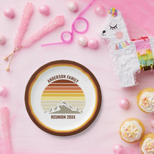 Orange Sunset Mountain Custom Family Wiedersehen P Pappteller (Party)