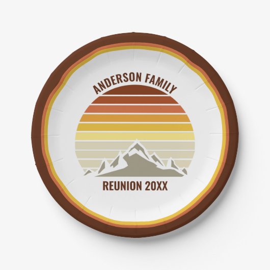 Orange Sunset Mountain Custom Family Wiedersehen P Pappteller (Vorderseite)