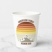 Orange Sunset Mountain Retro Family Wiedersehen Pa Pappbecher (Rückseite)