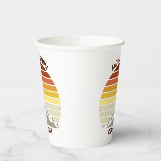 Orange Sunset Mountain Retro Family Wiedersehen Pa Pappbecher (Links)