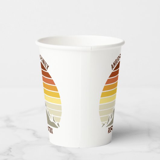 Orange Sunset Mountain Retro Family Wiedersehen Pa Pappbecher (Rechts)