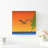 Orange Sunset Nature Quadratische Wanduhr (Zuhause)