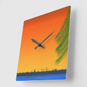 Orange Sunset Nature Quadratische Wanduhr (Winkel)