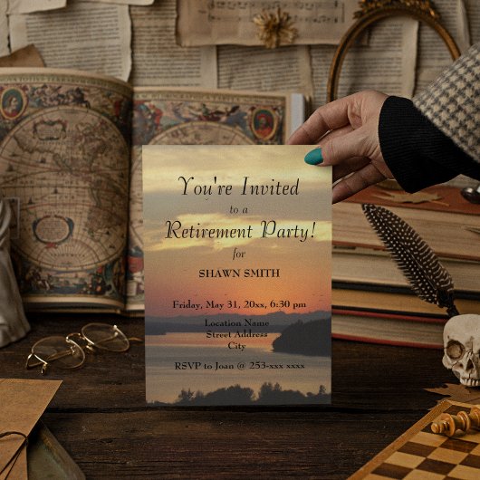 Orange Sunset Retirement Party Einladung
