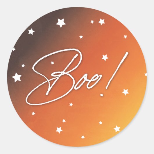 Orange Sunset Scattered Stars Boo! Halloween Runder Aufkleber (Vorderseite)