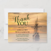 Orange Sunset Ship Beuneral Memorial Vielen Dank Dankeskarte (Vorderseite)