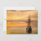 Orange Sunset Ship Beuneral Memorial Vielen Dank Dankeskarte (Rückseite)