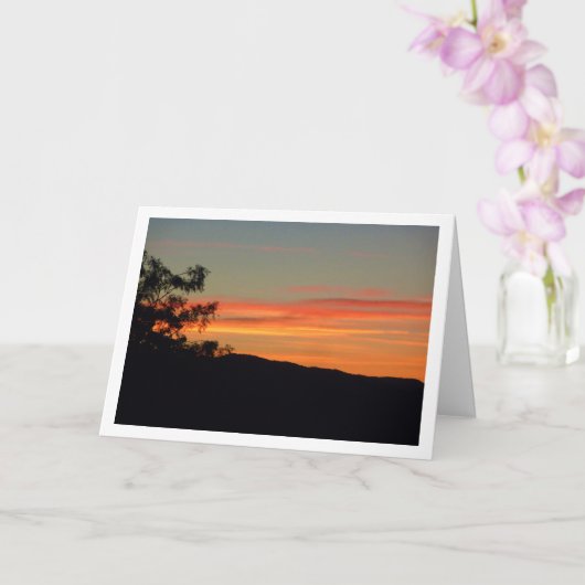 Orange Sunset Silhouette Landscape Card Karte (Orchidee)
