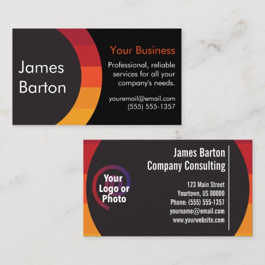 Orange Sunset Simple Gradient Modern Beruflich Visitenkarte (Vorne/Hinten)