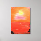 Orange Sunset Sky Malerei Wrapped Canvas Leinwanddruck (Vorderseite)