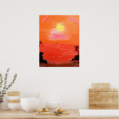 Orange Sunset Sky Painting Poster (Küche)