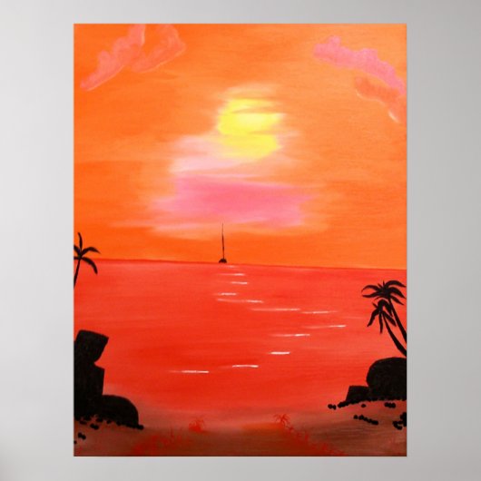Orange Sunset Sky Painting Poster (Vorne)