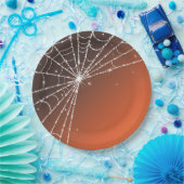 Orange Sunset Sparkling Diamond Spider Web Pappteller (Party)