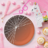 Orange Sunset Sparkling Diamond Spider Web Pappteller (Party)