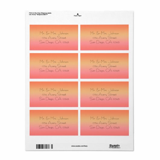 Orange Sunset Tropical Address Labels Sticker (Vorne)