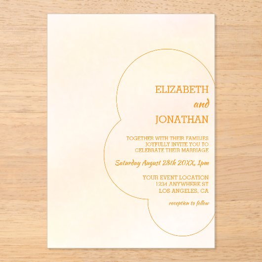 Orange Sunset Wedding Acryleinladungen (Vorderseite)