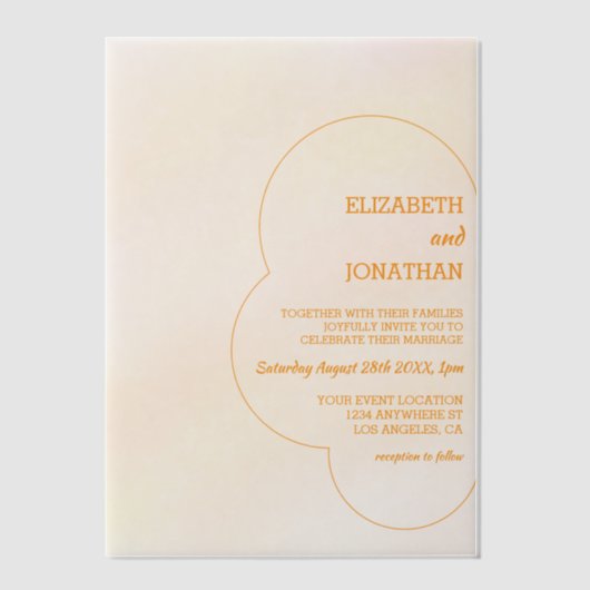 Orange Sunset Wedding Pergament Einladungen (Vorderseite)