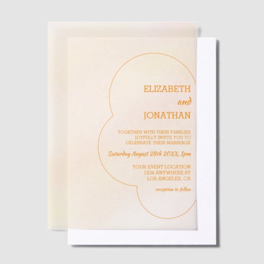Orange Sunset Wedding Pergament Einladungen (Versetzt)
