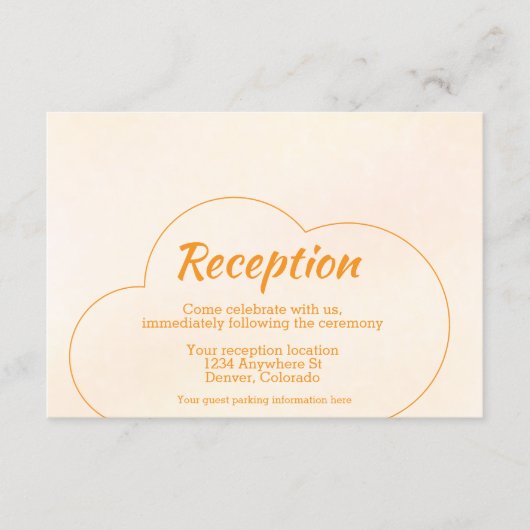 Orange Sunset Wedding Reception Begleitkarte (Vorderseite)
