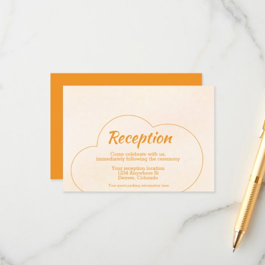 Orange Sunset Wedding Reception Begleitkarte (Vorderseite/Rückseite Beispiel)