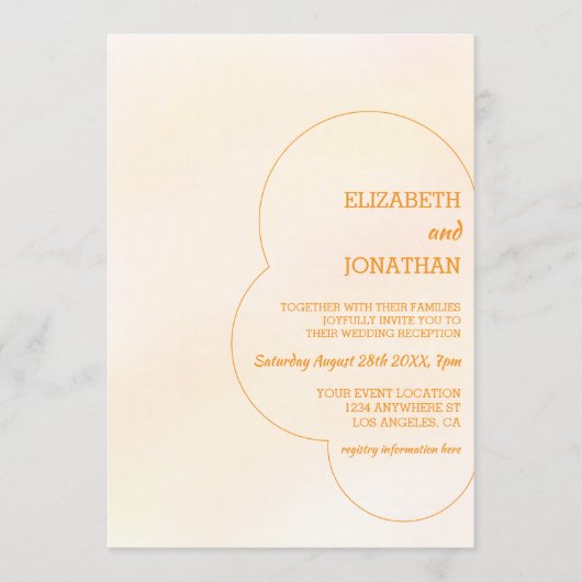Orange Sunset Wedding Reception Einladung (Vorderseite)
