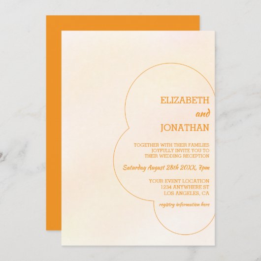 Orange Sunset Wedding Reception Einladung (Vorne/Hinten)