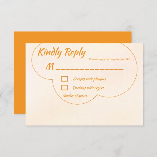 Orange Sunset Wedding RSVP Karte (Vorne/Hinten)