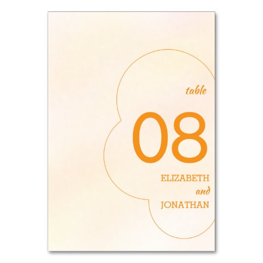 Orange Sunset Wedding Tischnummer (Vorderseite)