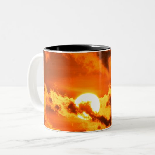 Orange Sunset Zweifarbige Tasse (Vorderseite Links)