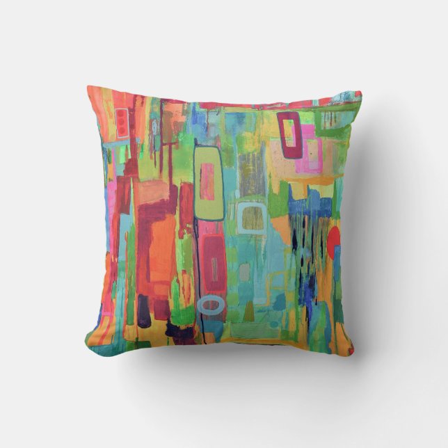 Orange Sunshine 16 x 16 Poly Throw Kissen (Vorderseite)