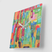 Orange Sunshine Wall Clock Quadratische Wanduhr (Winkel)