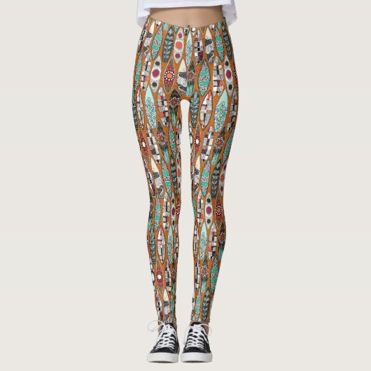 Orange Surfbretter Leggings (Vorderseite)