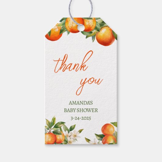 Orange Süsse Danke Dusche Geschenkanhänger (Vorderseite)