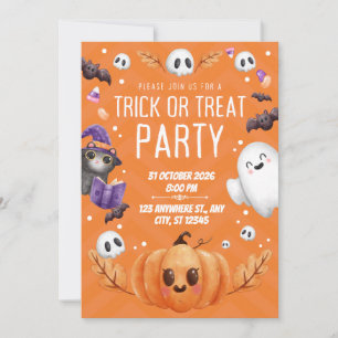 Orange Süße Halloween-Trick-or-Treat-Party  Einladung