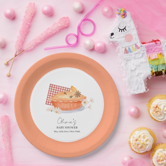Orange Süsse Pie Blume Fall Baby Dusche Pappteller (Party)