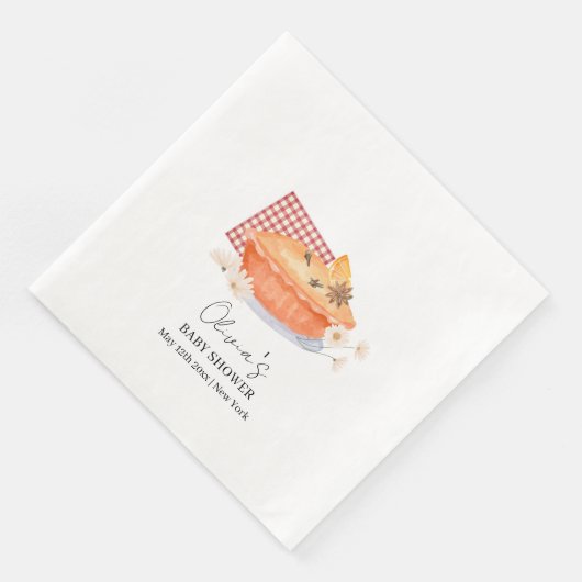 Orange Süsse Pie Blume Fall Baby Dusche Serviette (Ecke)