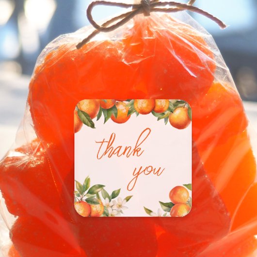 Orange Süsse Vielen Dank Quadratischer Aufkleber