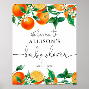 Orange Süsse Zitrusfrüchte Babydusche Begrüßung Poster
