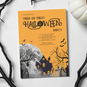 Orange Süßes-oder-Saures-Halloween-Kostüm-Party Einladung