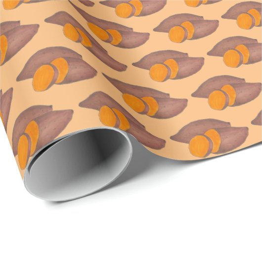 Orange Süßkartoffeln Yam Potato Gemüse Veggie Geschenkpapier (Rolleneckpunkt)