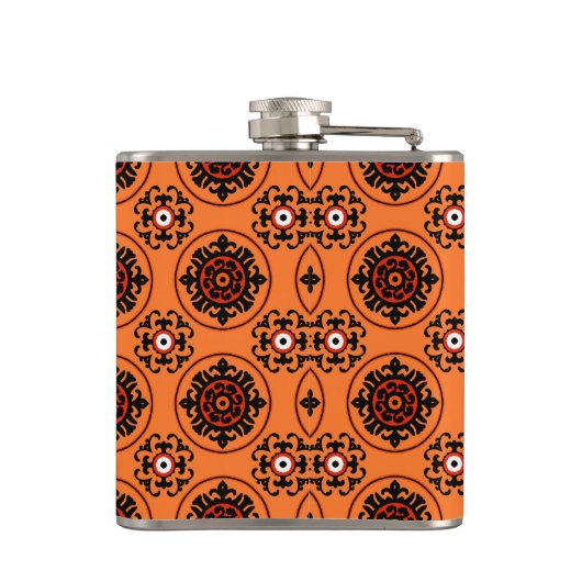 Orange Suzani Muster Flachmann (Rückseite)