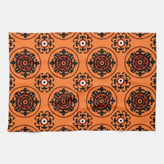 Orange-Suzani-Muster Geschirrtuch (Horizontal)