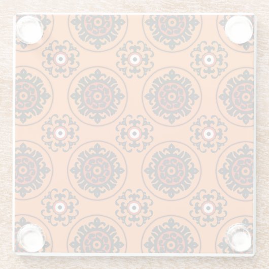 Orange Suzani Muster Glasuntersetzer (Rückseite)