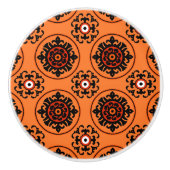Orange-Suzani-Muster Keramikknauf (Vorderseite)